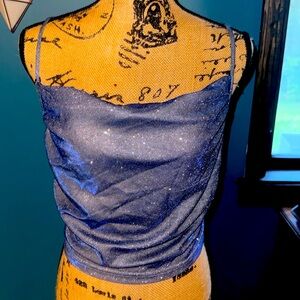 Powder Blue sparkle spaghetti strap top by cider size large